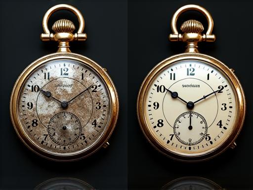 Restauración reloj de bolsillo antiguo antes y después